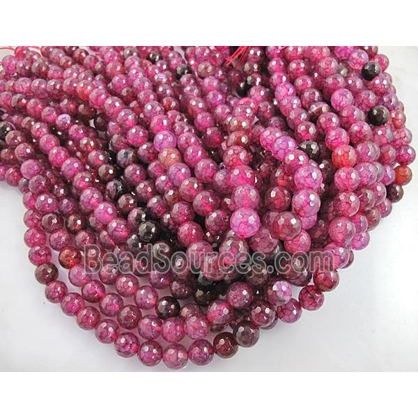 hotpink veins Agate Stone beads, faceted round