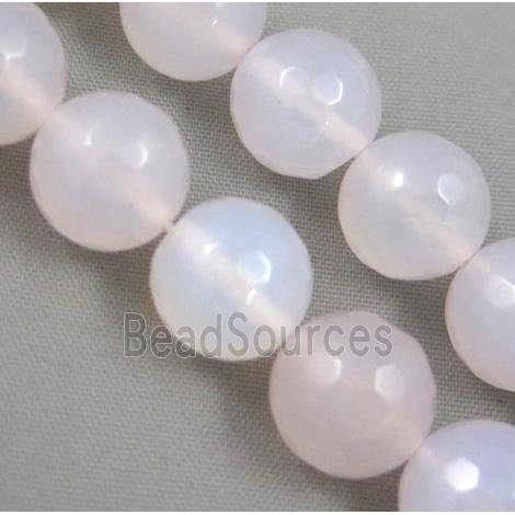 faceted round white Agate Beads