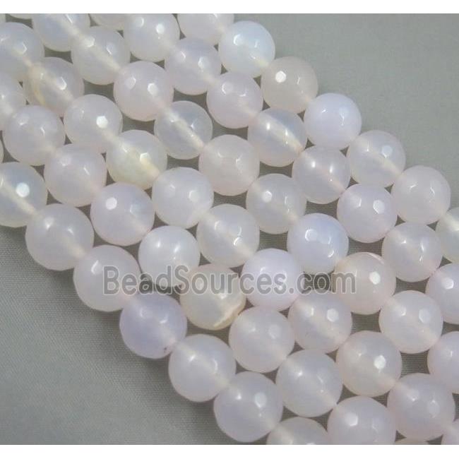 faceted round white Agate Beads