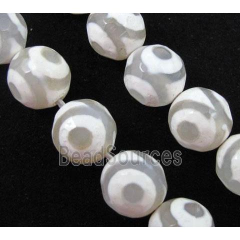 tibetan Agate Stone beads, faceted round, skyeye