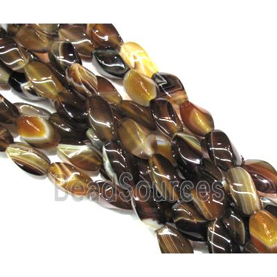 twist agate beads, stripe, coffee and black