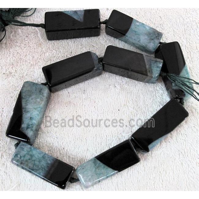 Agate Druzy beads, cuboid, blue