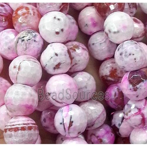 pink fire Agate stone beads, faceted round