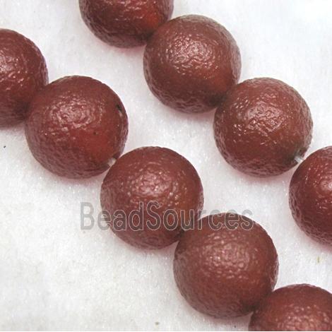 rough red Tibetan Agate stone beads, round