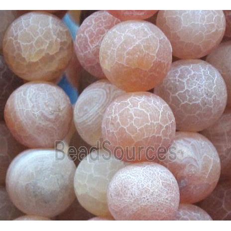 round frosted orange crackle agate beads