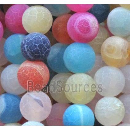 round frosted crackle agate beads, mixed color