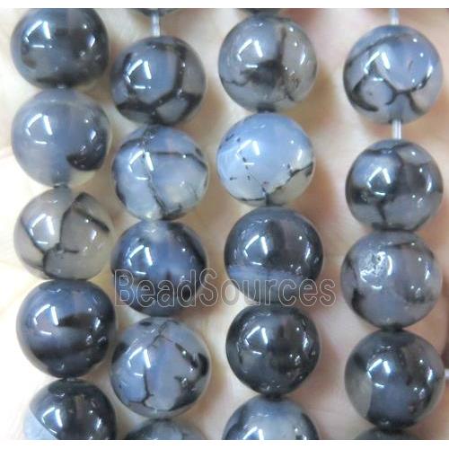 dragon veins agate beads, round, white