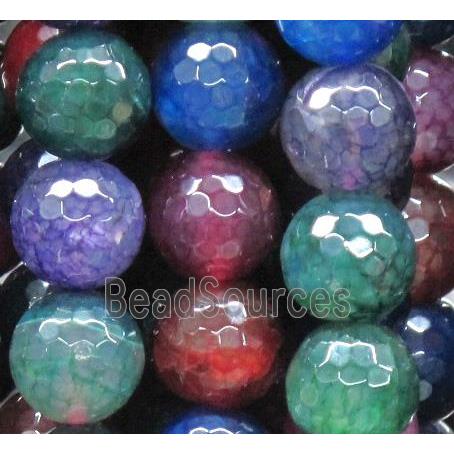 dragon veins agate beads, faceted round, mixed color