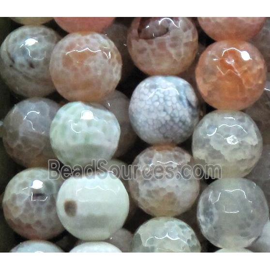 orange fire agate beads, faceted round