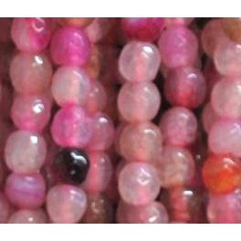 agate beads, faceted round, hot-pink