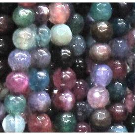 agate beads, faceted round, mixed color