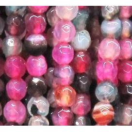 agate beads, faceted round, mixed color