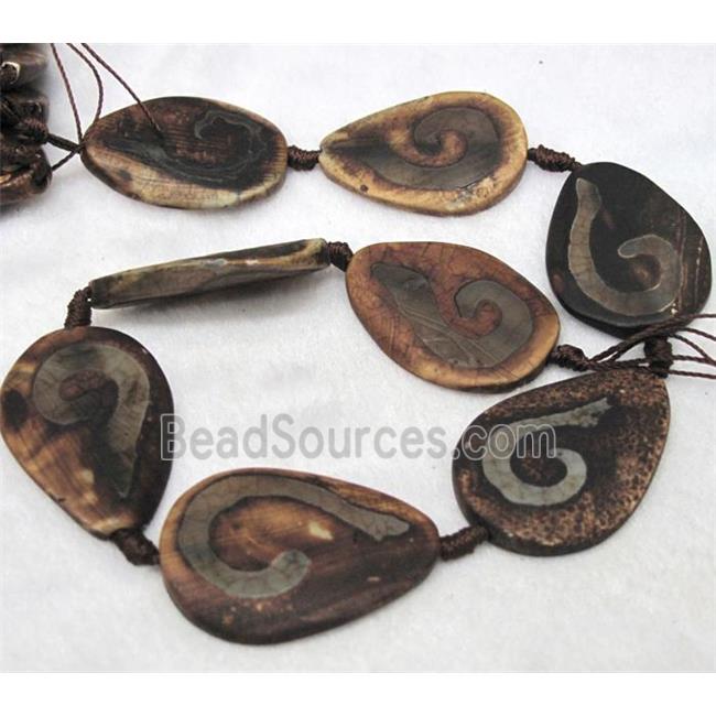 tibetan style agate beads, twist teardrop