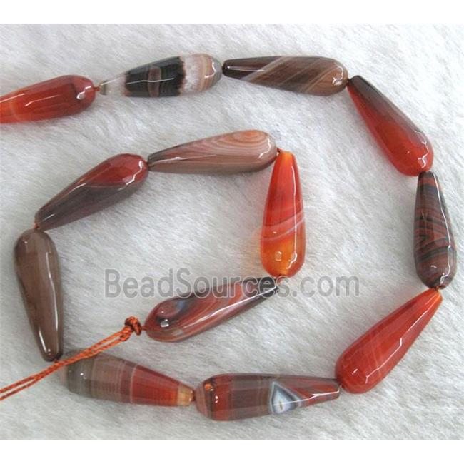 red agate beads, faceted 3D-teardrop