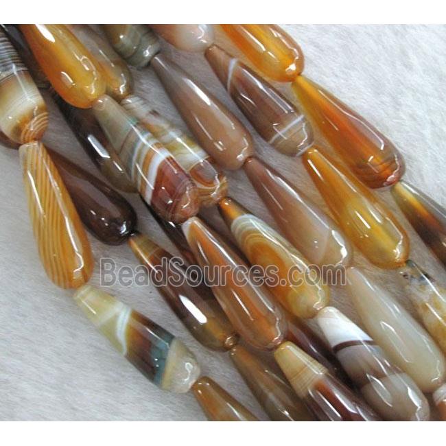 orange agate beads, faceted teardrop