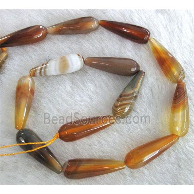 orange agate beads, faceted teardrop