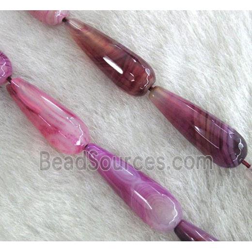 agate bead, faceted teardrop, hot-pink