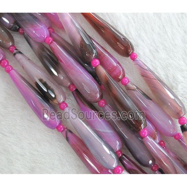 hotpink agate beads, faceted teardrop