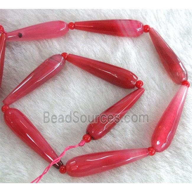 red agate bead, faceted teardrop