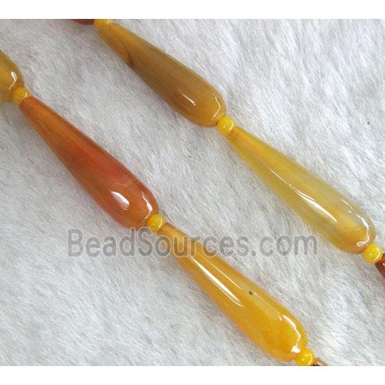 yellow agate beads, faceted teardrop