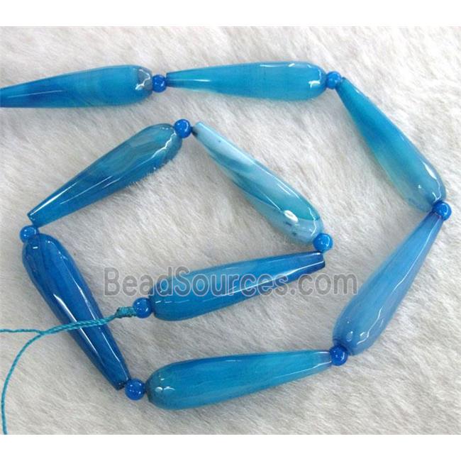 blue agate bead, faceted teardrop