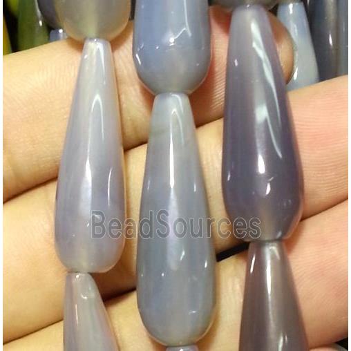 gray agate beads, faceted teardrop