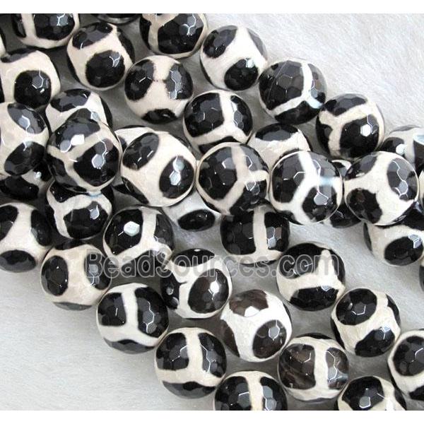 tibetan style Agate Beads, football, faceted round