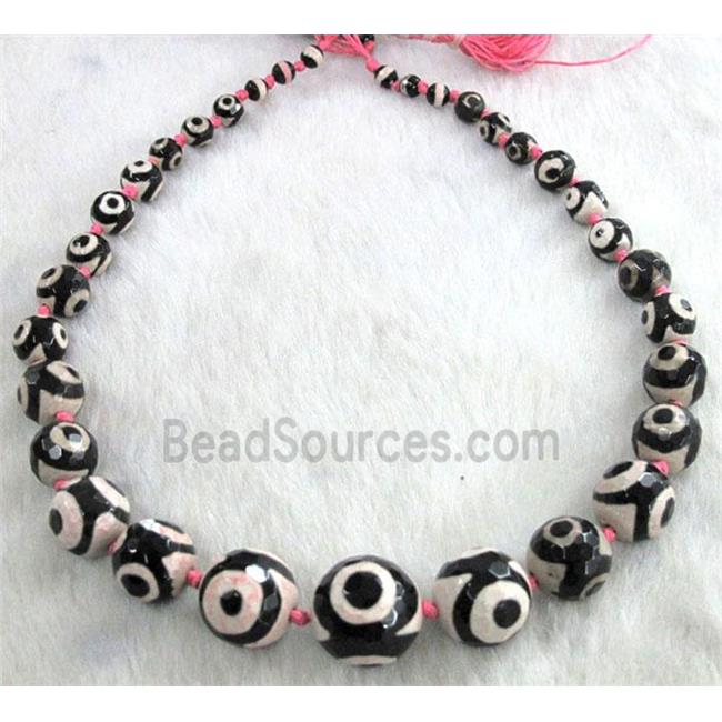 tibetan style agate bead for necklace, faceted round