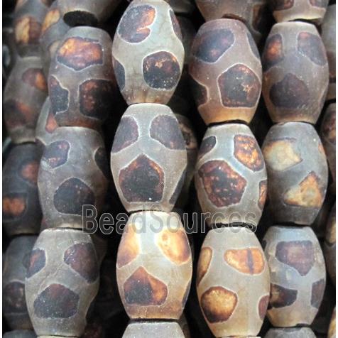 tibetan style Agate beads, matte, barrel