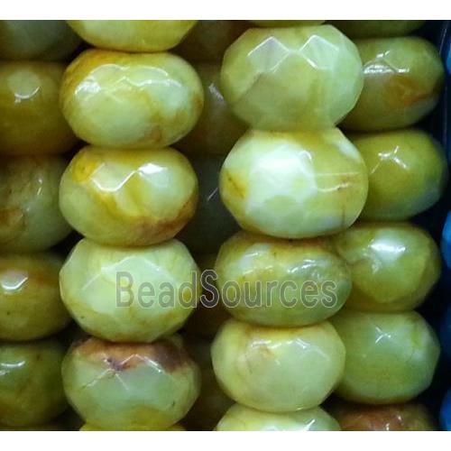 olive crazy agate beads, faceted rondelle