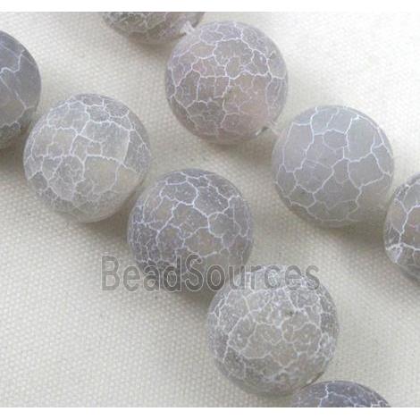 grey frosted Crackle Agate Beads, round