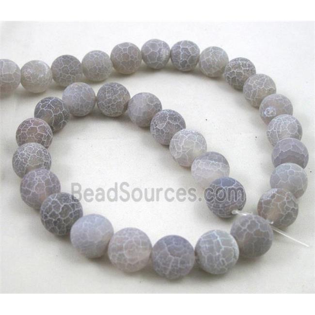 grey frosted Crackle Agate Beads, round