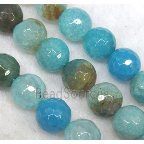 agate beads, faceted round, blue