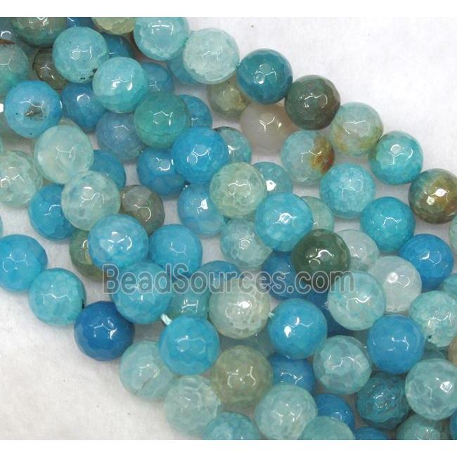 agate beads, faceted round, blue