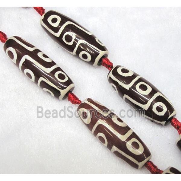 tibetan style agate beads, barrel, dark-red