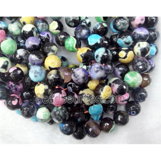 Dichromatic agate bead, faceted round, mixed color