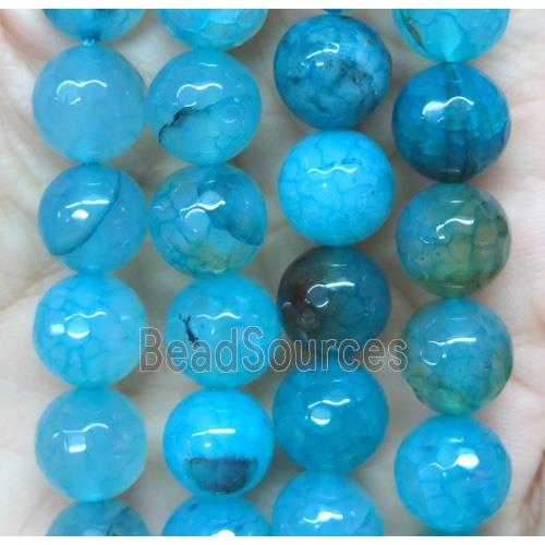 Blue Agate Beads Faceted Round Dye