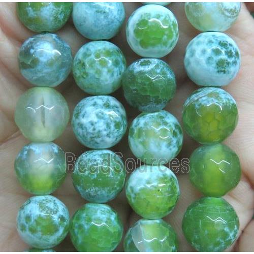 green Fire Agate Beads, faceted round