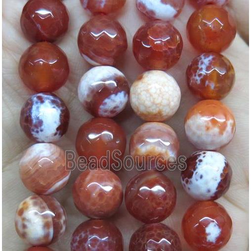 red Fire Agate beads, faceted round