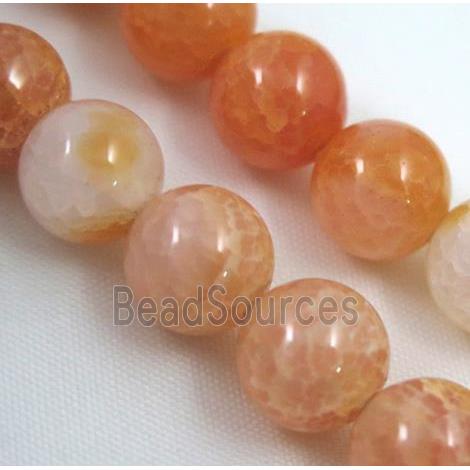 fire agate beads, round, orange