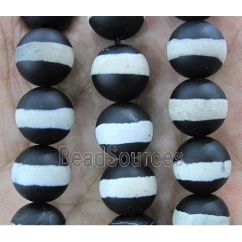 tibetan style black matte Agate Beads, round