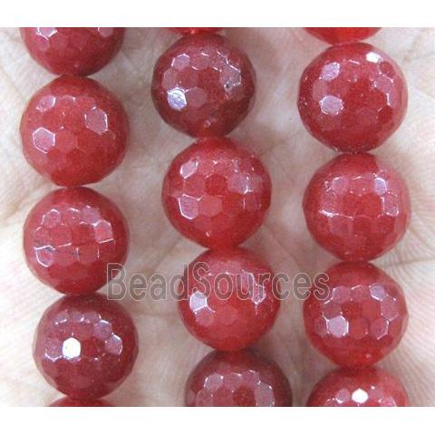 red agate beads, faceted round