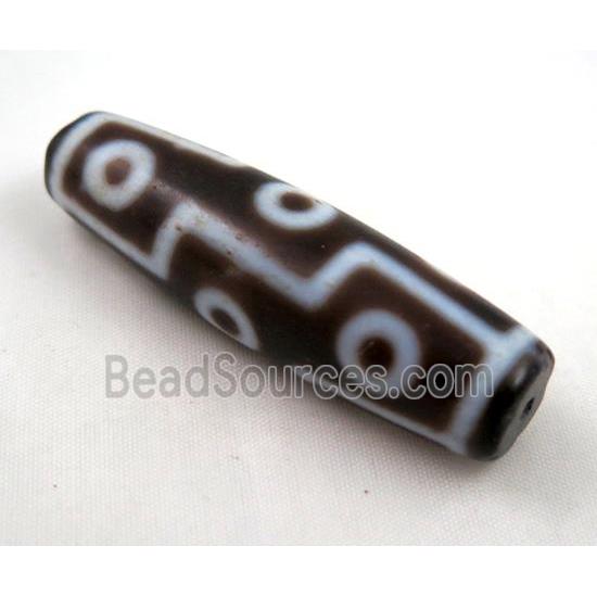 natural tibetan Dzi beads, barrel, dark-red