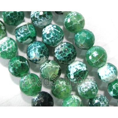 green Fire Agate beads, faceted round