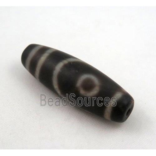 natural tibetan Dzi beads, barrel, black