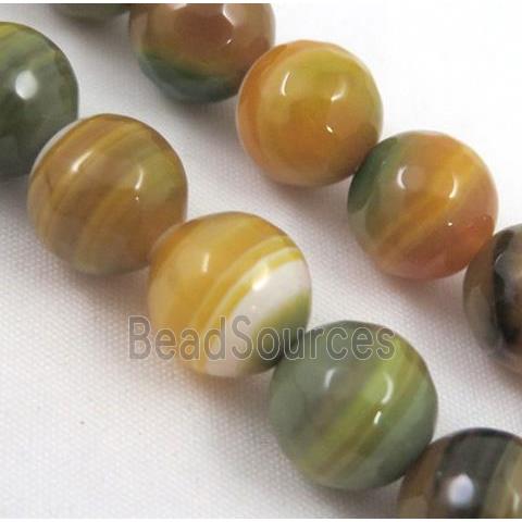 stripe agate beads, faceted round, yellow