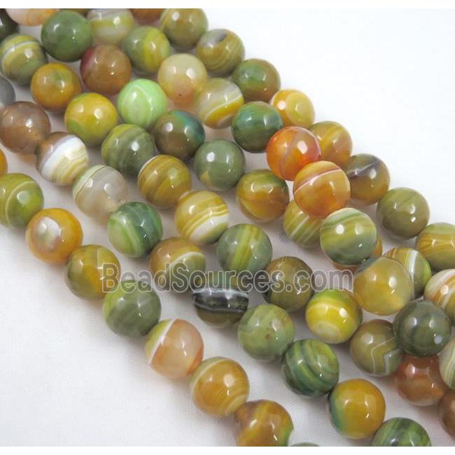 stripe agate beads, faceted round, yellow