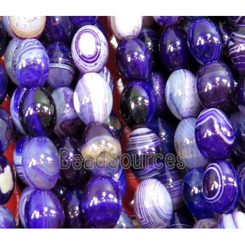 stripe agate bead, barrel, purple