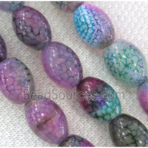 dragon veins agate bead, barrel, colorful