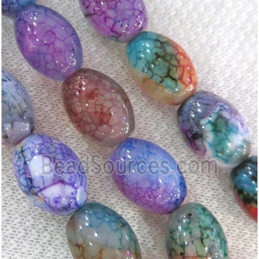 dragon veins agate beads, barrel, colorful